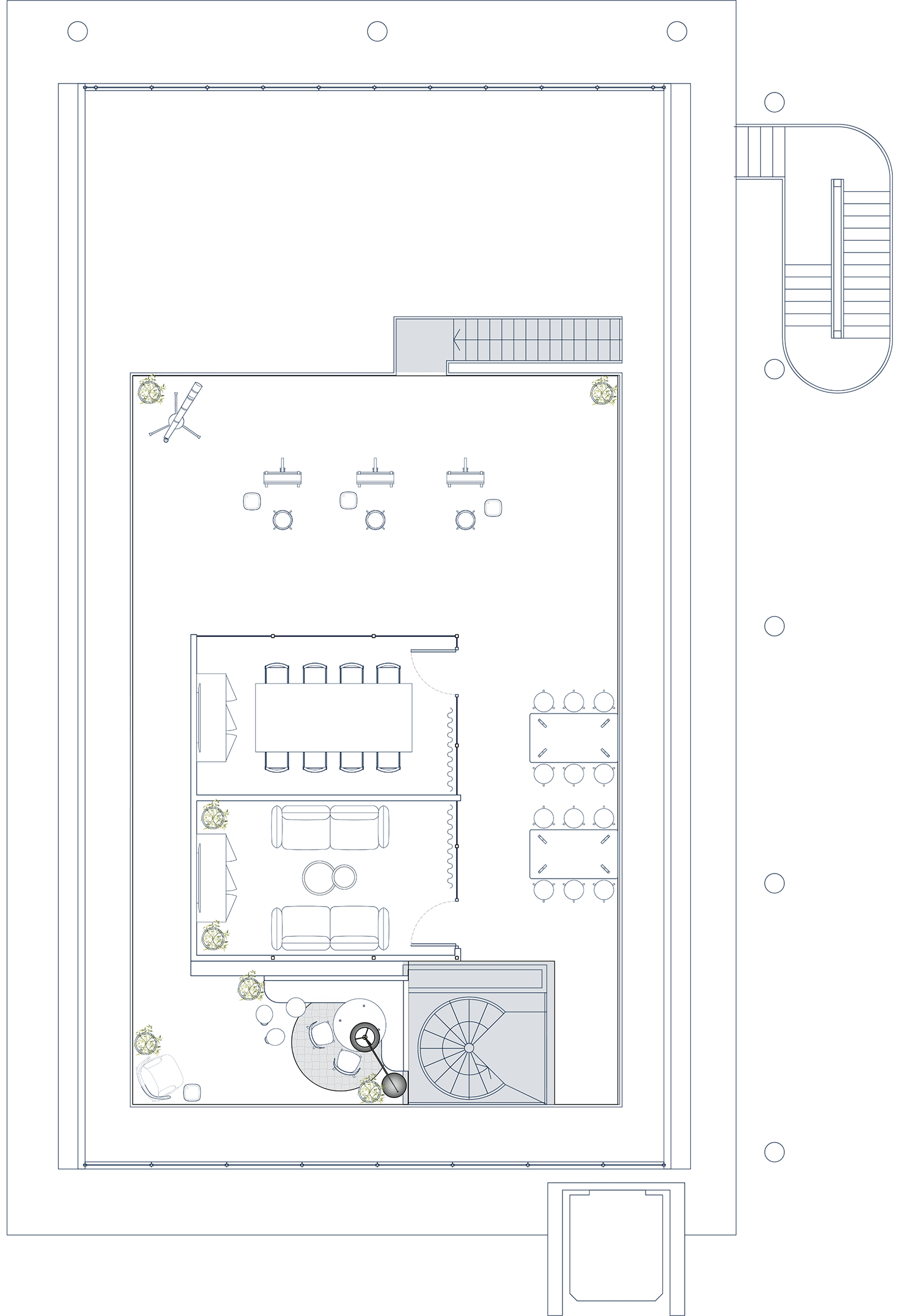 Mezzanine level creative layout